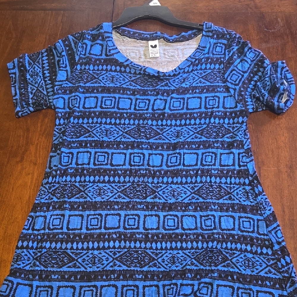 Blue Patterned Women's Top